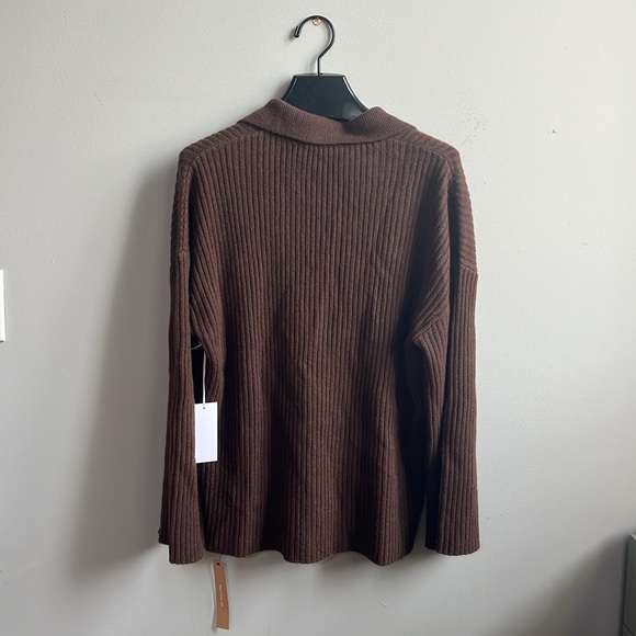 Reformation Brown Ribbed Button-Up Cardigan - Picture 5 of 5